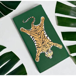 Jonathan Adler Faux Leather Tiger Travel Journal Green Safari Removable Folio